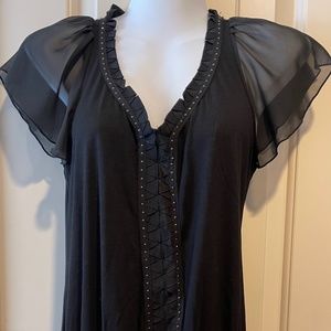 White House Black Market Black Embellished Top - S